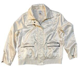 Chicos Zenergy Bomber Sateen Ivory Jacket Chico size 2 (M/L 10-12 sizing)